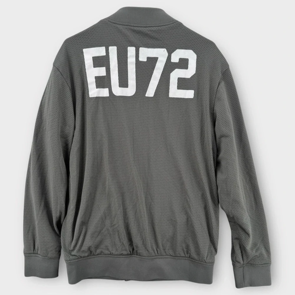 Ecko Unltd Bomber Jacket Mens Medium Gray Zip Pocket Snap‎ Front Mesh EU72 Y2K